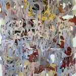 "hope struggles through the crowd", 2024, oil on canvas, 200x145cm